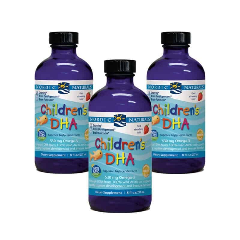 Children’s DHA Nordic Naturals pack com 3 frascos de 119 ml suplemento alimentar infantil
