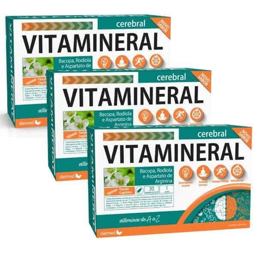 Vitamineral Cerebral Dietmed, paquete con 30 ampollas, complemento alimenticio
