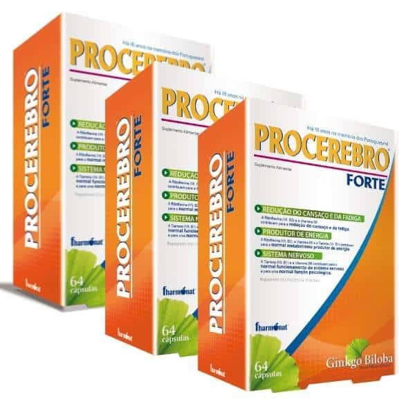 ProCérebro Forte Fharmonat Pack 3 x 64 cápsulas com vitaminas, minerais e extratos vegetais
