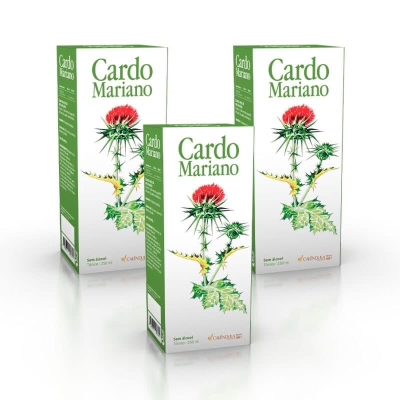 Cardo Mariano Pack 3 x 250ml Calêndula, suplemento líquido com extrato de fruto de Silybum marianum para apoio ao bem-estar hepático e digestivo.
