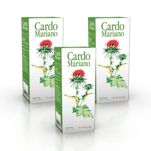 Cardo Mariano Pack 3 x 250ml Calêndula, suplemento líquido com extrato de fruto de Silybum marianum para apoio ao bem-estar hepático e digestivo.
