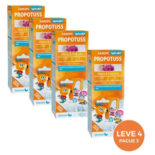 Pack Propotuss Infantil Dietmed: compra 4 y paga 3 con botellas de 250 ml de suplemento nutricional infantil.