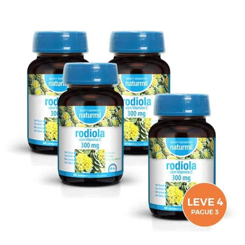 Complemento alimenticio de rodiola 300 mg Naturmil, envase de 60 comprimidos
