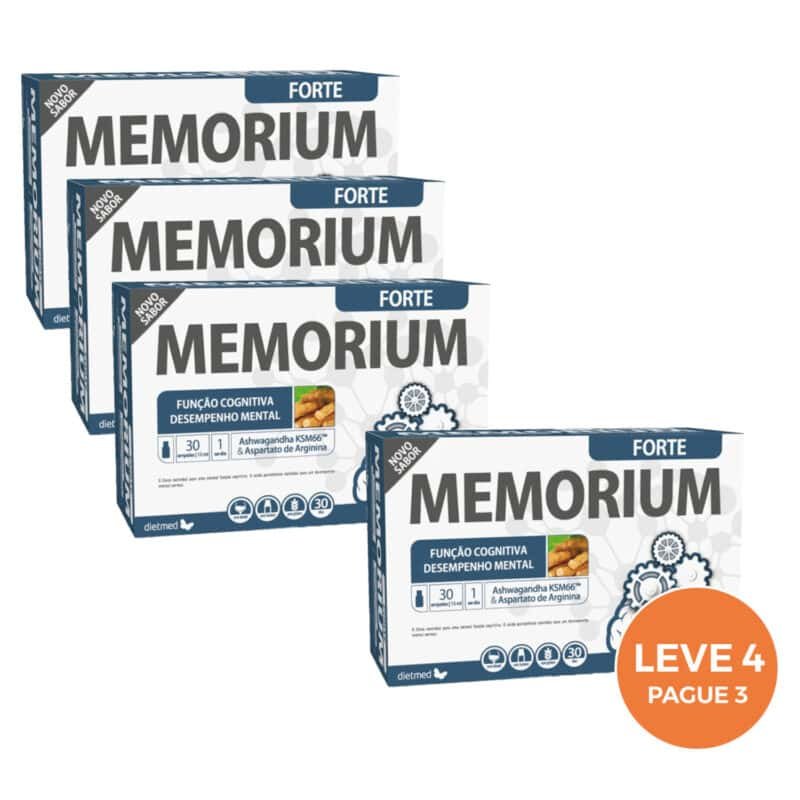Memorium Forte Dietmed 30 ampolas suplemento alimentar para memória concentração energia e redução do cansaço com vitaminas e extratos naturais