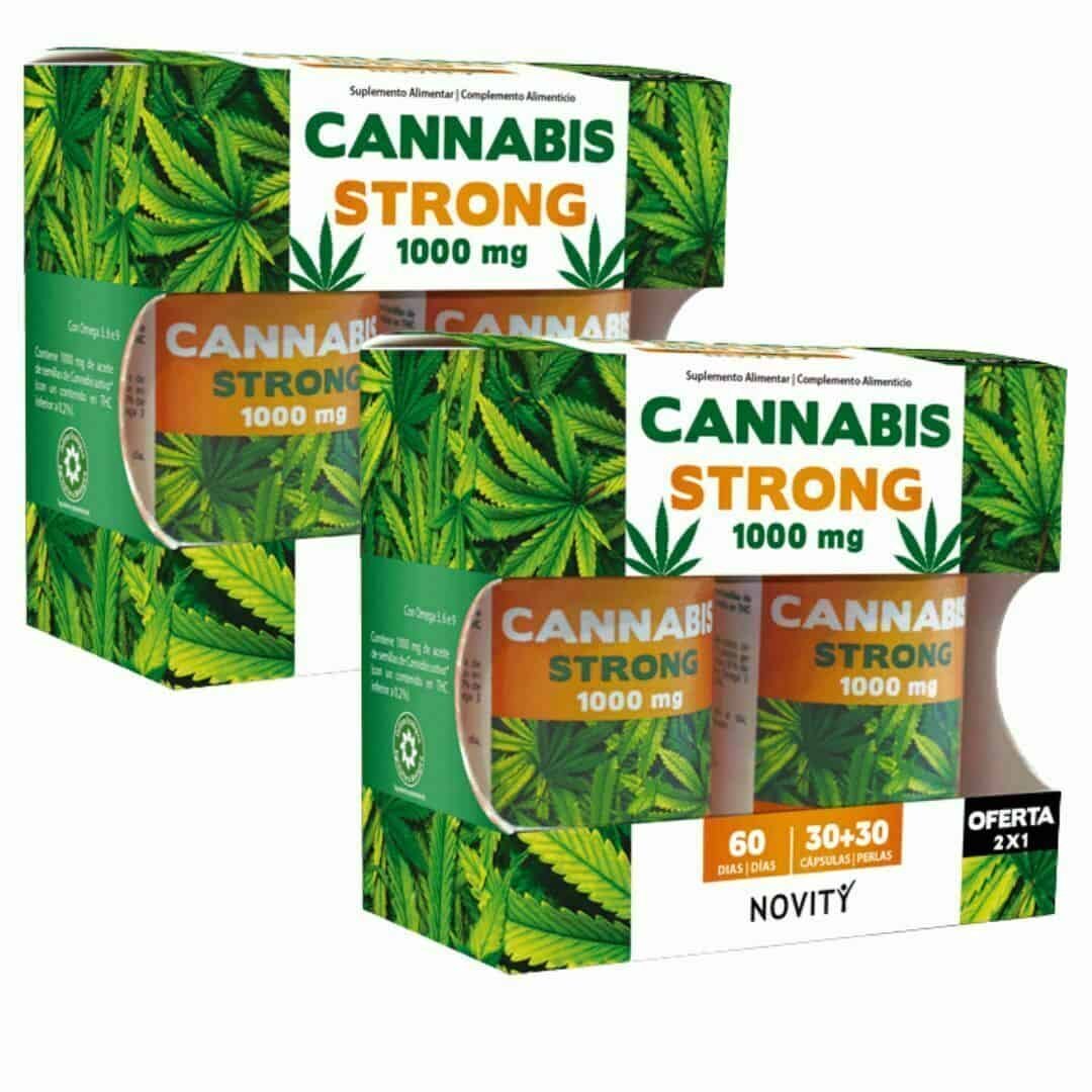 Pack promocional de Cannabis Strong 1000 mg da marca Novity.