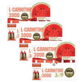Ampolas de L-Carnitina 3000 mg sabor melancia da GoldNutrition em embalagem pack com 3 caixas, suplemento alimentar líquido para apoio ao metabolismo energético e desempenho físico