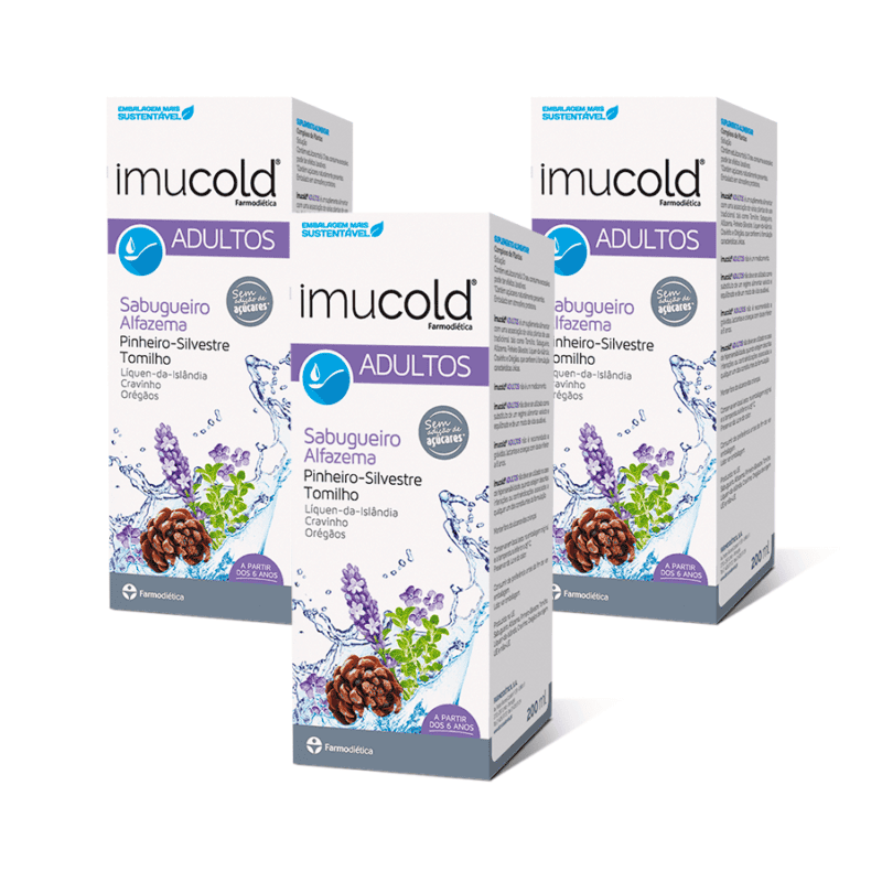 Imucold Adulto Farmodiética Pack 3 x 200 ml com geleia real, própolis, vitaminas e minerais
