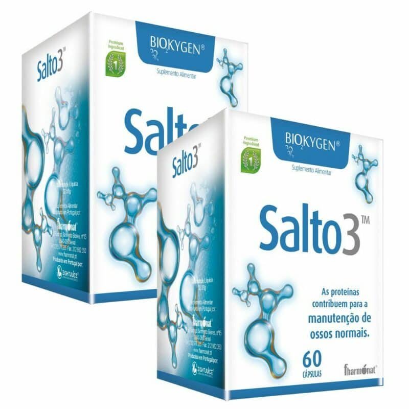 Salto3 Pack Biokygen com duas embalagens de 60 cápsulas para o cuidado das articulações.

