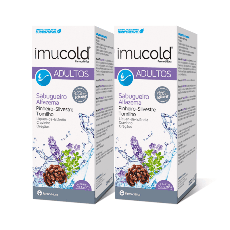 Imucold Adulto Farmodiética Pack 2 x 200 ml com geleia real, própolis, vitaminas e minerais
