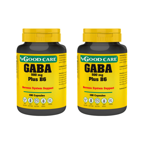 GABA Plus B6 500mg Good Care pack 2 x 100 cápsulas vegetais suplemento para relaxamento equilíbrio do sistema nervoso e apoio ao bem-estar mental