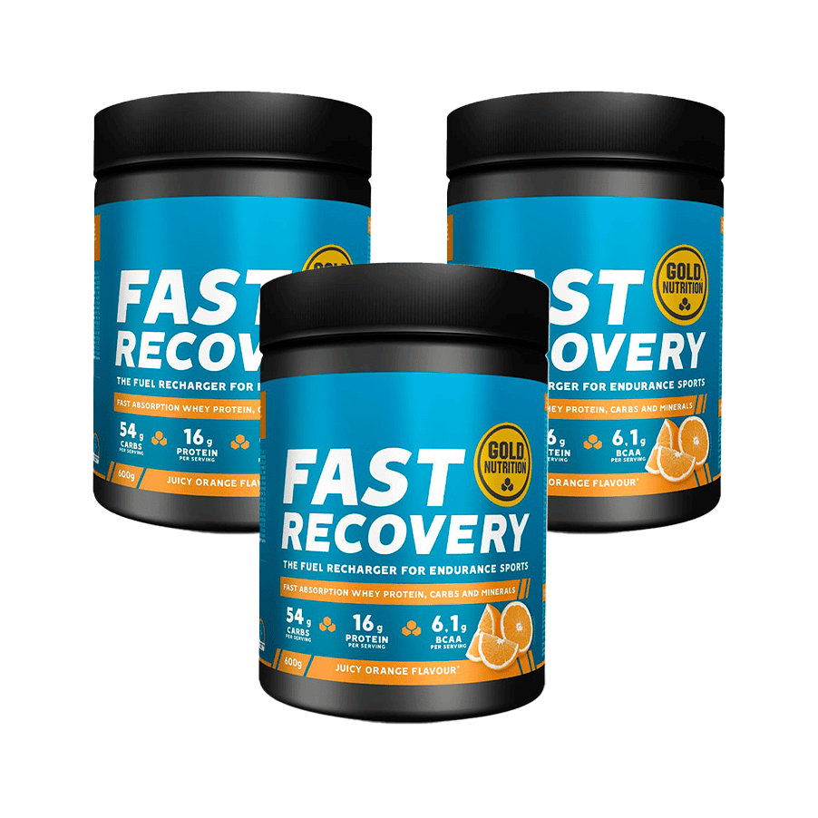 Fast Recovery Laranja GoldNutrition pack com 3 embalagens de 600 g suplemento alimentar em pó
