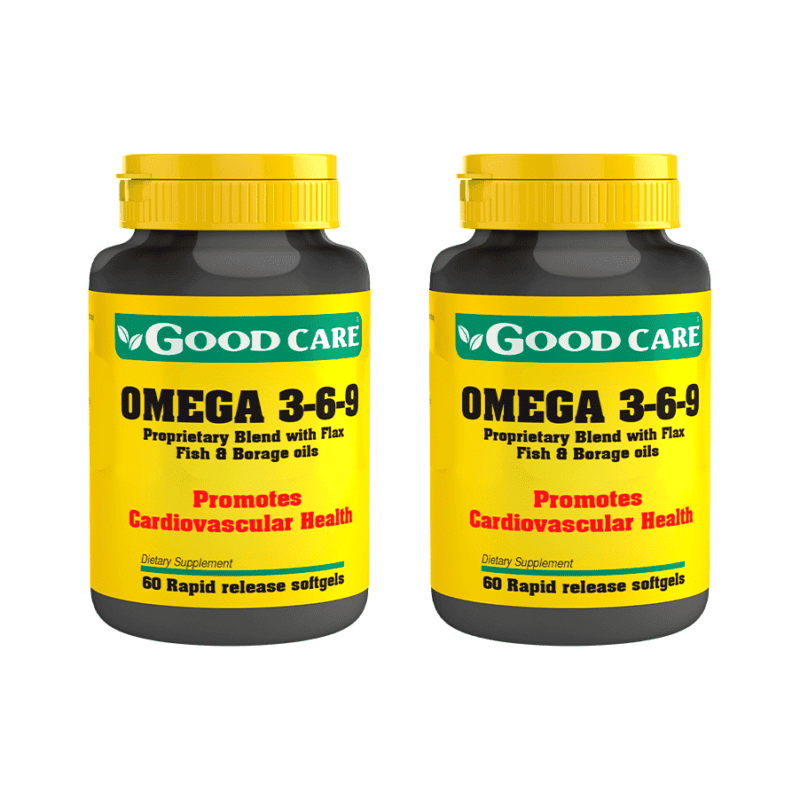 Ómega 3-6-9 Good Care Pack 2 x 60 cápsulas moles com óleos de peixe, linhaça e borragem
