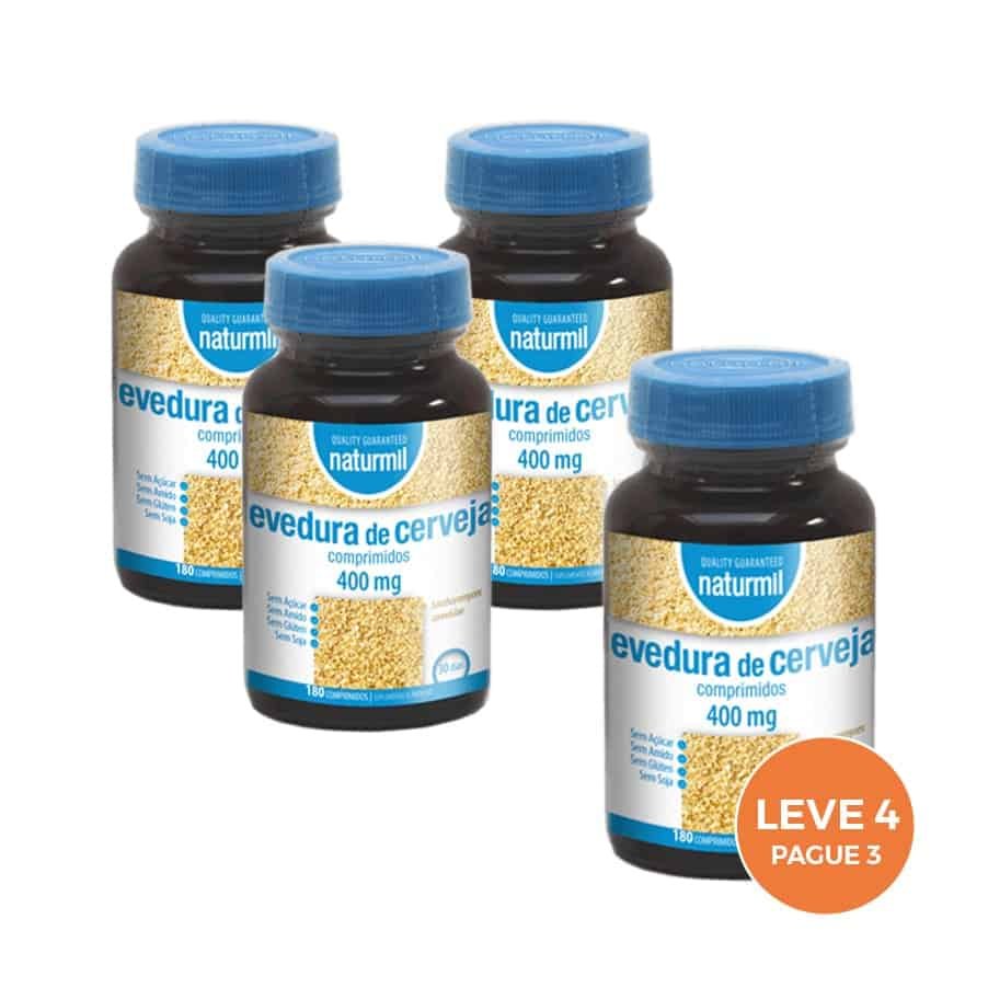 Levedura de Cerveja 400 mg Naturmil embalagem com 180 comprimidos suplemento alimentar
