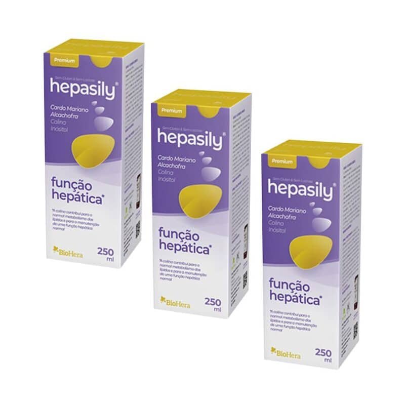 Hepasily Xarope Biohera Pack 3 x 250 ml suplemento alimentar em formato líquido
