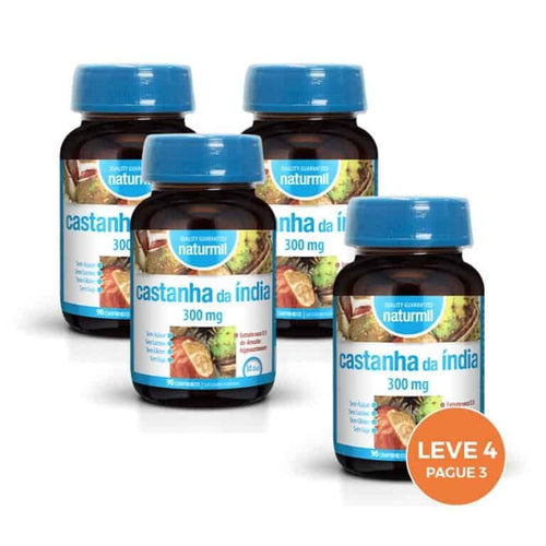 Castanha da Índia 300 mg Naturmil – Suplemento para Circulação | 90 Comprimidos (Leve 4 Pague 3)