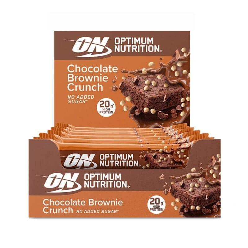 
Chocolate Brownie de Crunch 12 x 65gr Optimum Nutrition, barras proteicas de brownie de chocolate crocante.