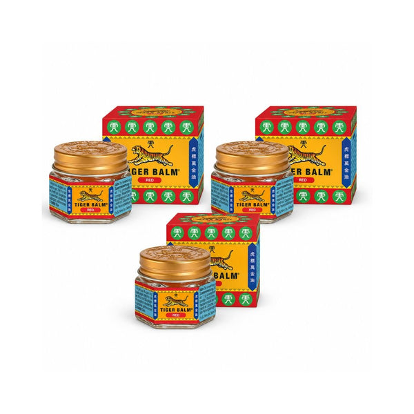 Tiger Balm Bálsamo Vermelho 19gr, bálsamo tópico aromático para massagem e conforto muscular.