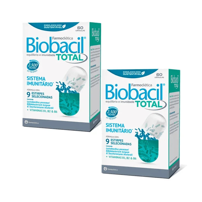 Biobacil Total Farmodiética pack com 2 embalagens de 60 cápsulas suplemento alimentar
