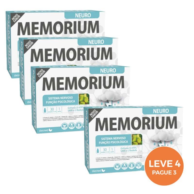 Memorium Neuro Dietmed 30 ampolas suplemento para memória concentração e redução do cansaço com vitaminas e extratos naturais.