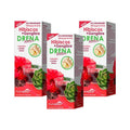 Drena Hibiscos + Gengibre Pack 3 x 500ml PhytoGold, suplemento alimentar líquido drenante com extratos vegetais.