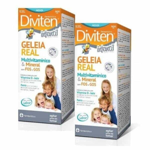 Complemento alimenticio infantil Diviten Jalea Real Farmodiética, paquete con 2 frascos de 300 ml.