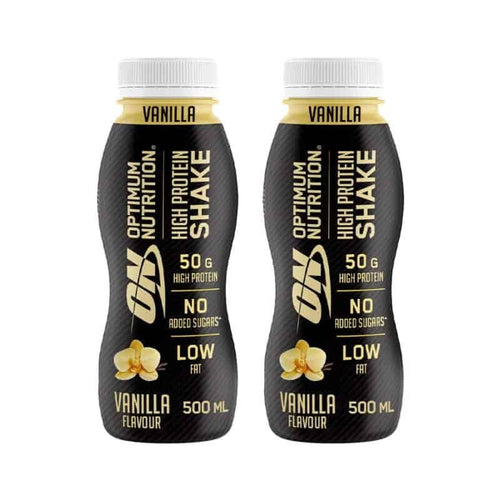 High Protein Shake Baunilha 500ml Leve 2 Pague 1 Optimum Nutrition, bebida proteica pronta a consumir com 50 g de proteína.