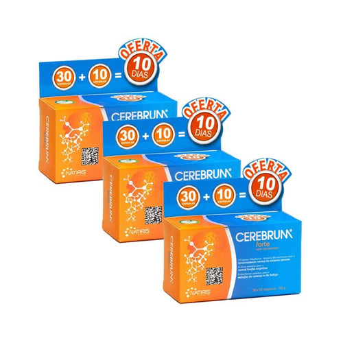 Cerebrum Forte Pack 3x30+10 cápsulas Natiris suplemento para memória, concentração e redução do cansaço mental
