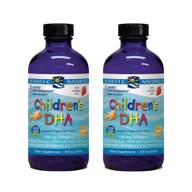 Children’s DHA Nordic Naturals 119 ml suplemento alimentar líquido com ómega 3 e sabor a morango

