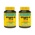 Vitamina K2 100 µg Good Care Pack 2 x 60 cápsulas, suplemento alimentar com menaquinona-7 para a manutenção de ossos normais e da coagulação normal do sangue.
