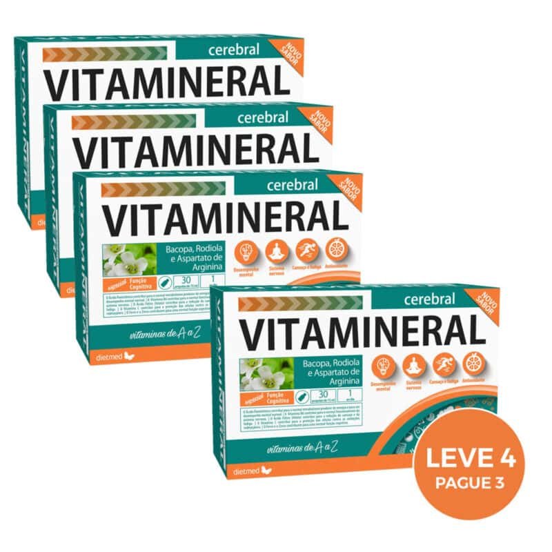 Vitamineral Cerebral Dietmed embalagem com 30 ampolas suplemento alimentar

