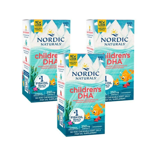 Children’s DHA Nordic Naturals pack com 3 embalagens de 90 cápsulas de ómega 3 para crianças

