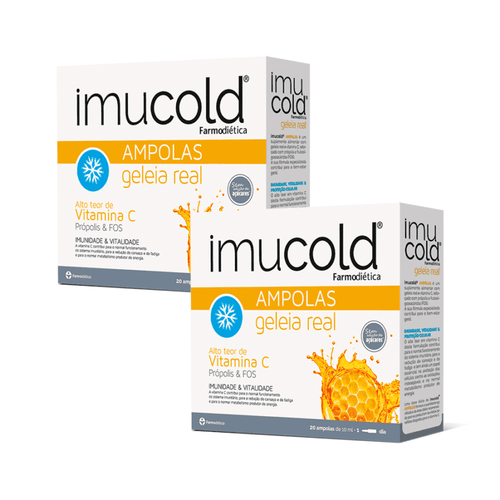 Imucold Jalea Real Farmodiética, paquete con 2 envases de 20 ampollas cada uno, complemento alimenticio
