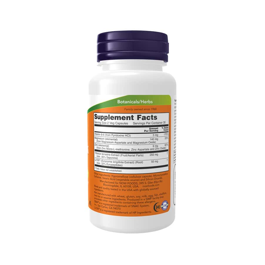 TestoJack 100 Now Foods cápsulas com extratos vegetais para suporte nutricional masculino