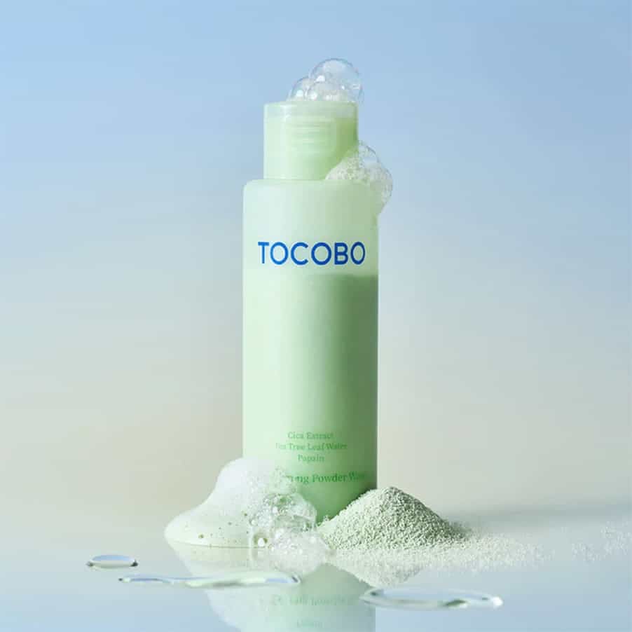 Frasco do Cica Pó de Limpeza Calmante 50g da Tocobo, limpador facial em pó com efeito calmante para peles sensíveis.