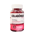 Frasco de suplementos Colagénius Beauty Total con 60 gomitas, fórmula con colágeno, biotina y vitaminas para una piel, cabello y uñas saludables.