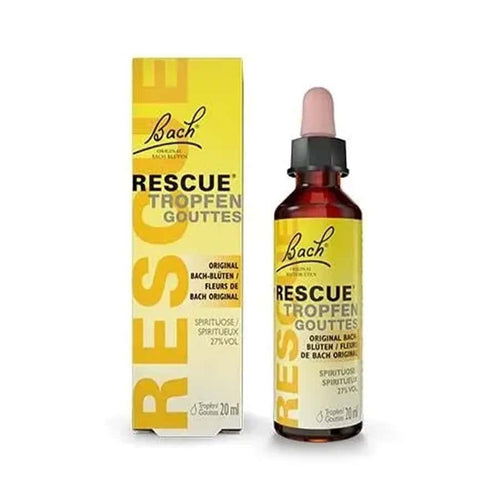 Rescue Remedy Gotas Floral de Bach Original em frasco de 10 ml, combinação de essências florais para apoio emocional.