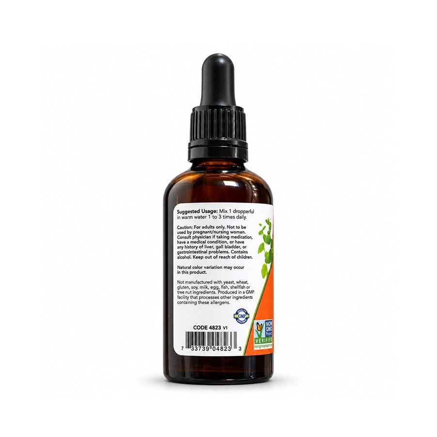 Turmeric Extract Liquid 59 ml da NOW Foods, extrato líquido de curcuma em formato prático com conta-gotas.