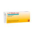 Caja de V-C 15 Forte Neo de la marca Dr. Reckeweg, que contiene 24 ampollas bebibles de solución oral. La caja es predominantemente amarilla y blanca, con el nombre del producto resaltado en letras rojas en la parte superior. Debajo, se indica que el producto es un medicamento homeopático, enfocado en aliviar el agotamiento, la fatiga y el estrés. En la esquina inferior izquierda, se menciona que las ampollas contienen una mezcla de ingredientes activos. Comprar en línea