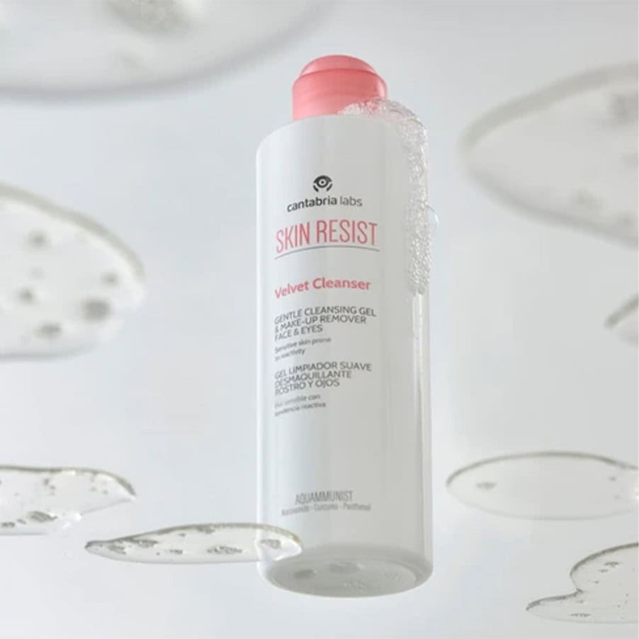 Gel de limpeza facial Skin Resist Velvet Cleanser da Cantabria Labs para pele sensível e reativa