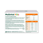 Embalagem do Multivital Kids com 15 saquetas de 15ml da Hübner, suplemento vitamínico para suporte infantil.