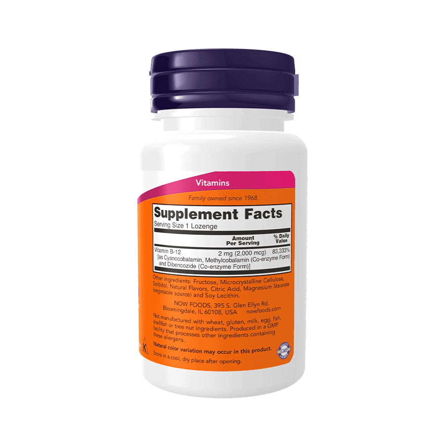 Vitamina B12 2000 mcg 100 losangos Now Foods