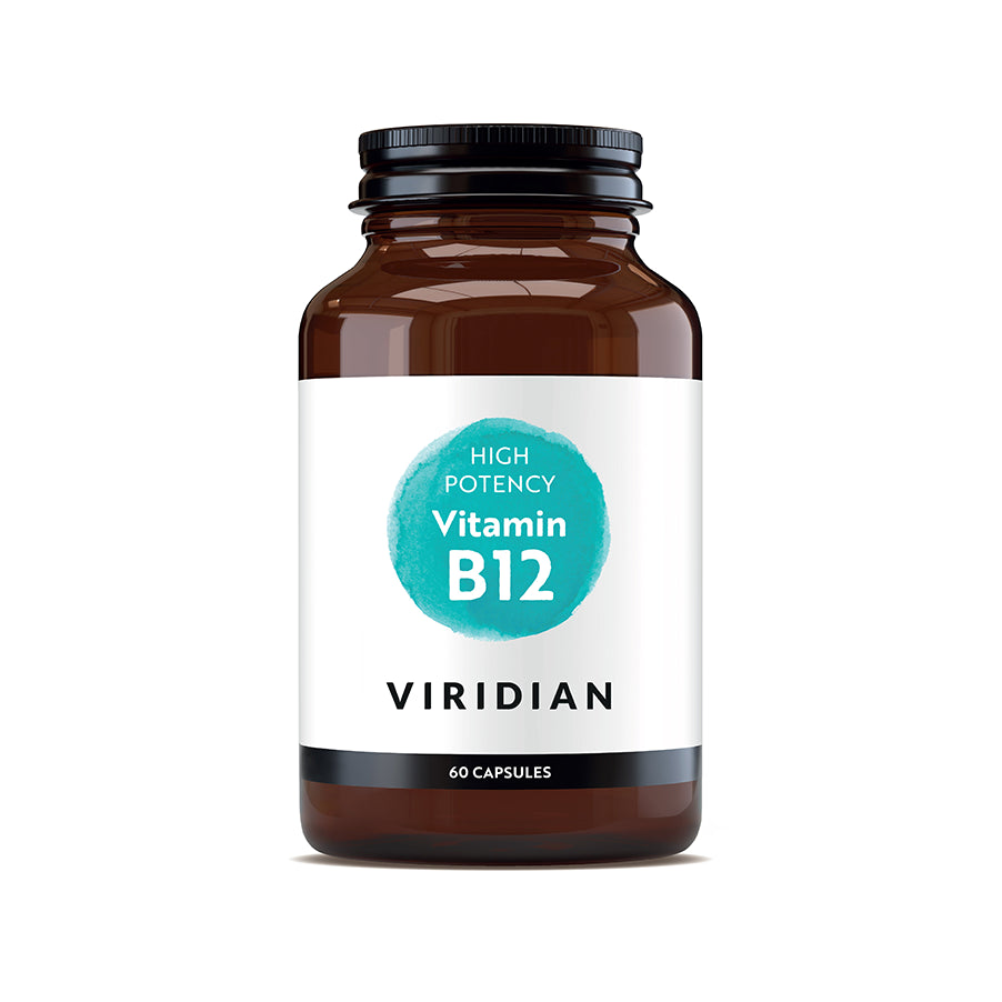 Vitamina B12 1000mcg 60 Cápsulas Viridian, suplemento vegan com metilcobalamina e adenosilcobalamina para energia e sistema nervoso.