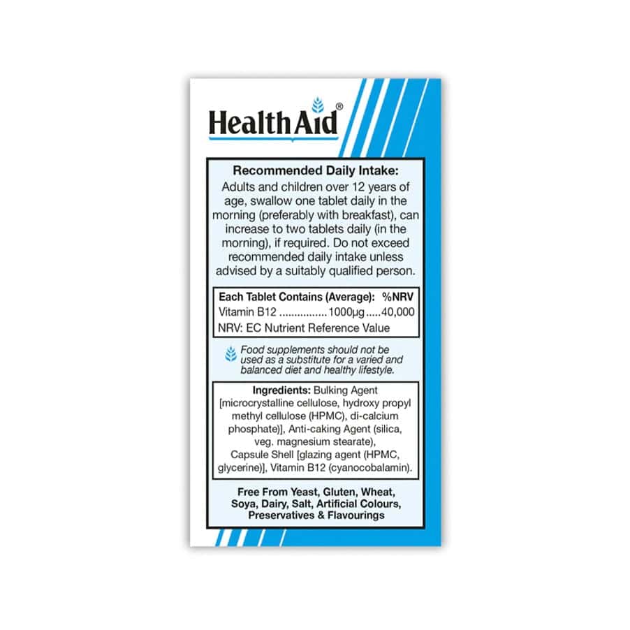 Vitamina B12 1000ug 50 Comprimidos Health Aid