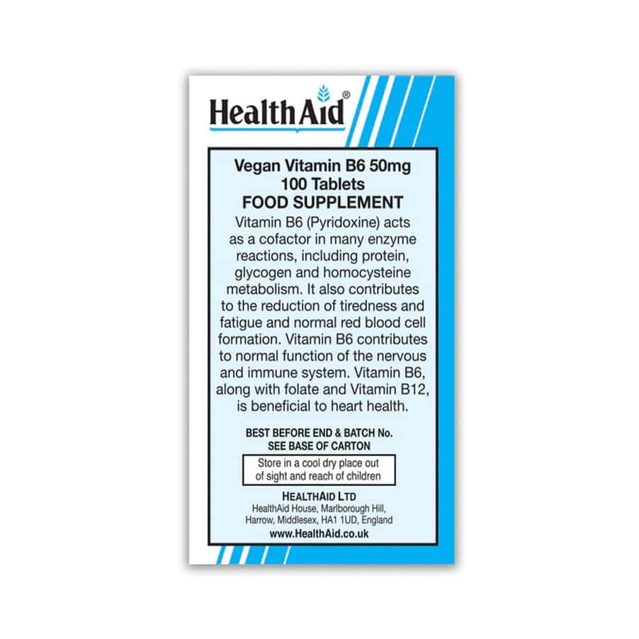 Vitamina B6 50mg Health Aid