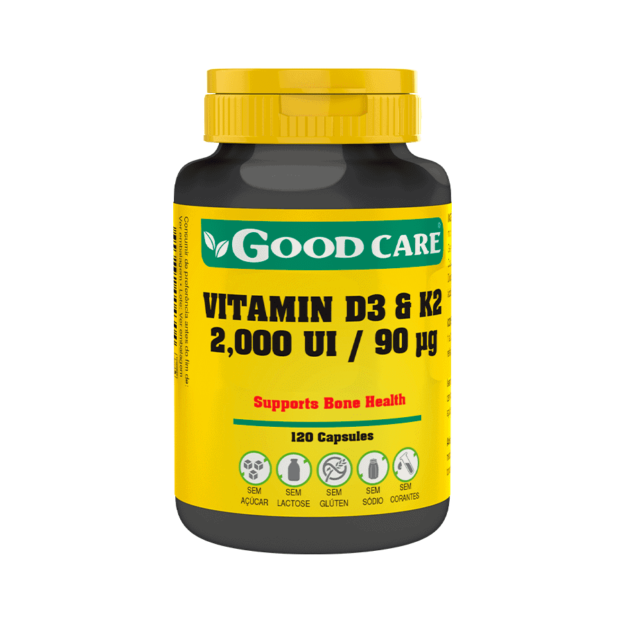 Vitamina D3 + K2 2000UI 120 Cápsulas Good Care