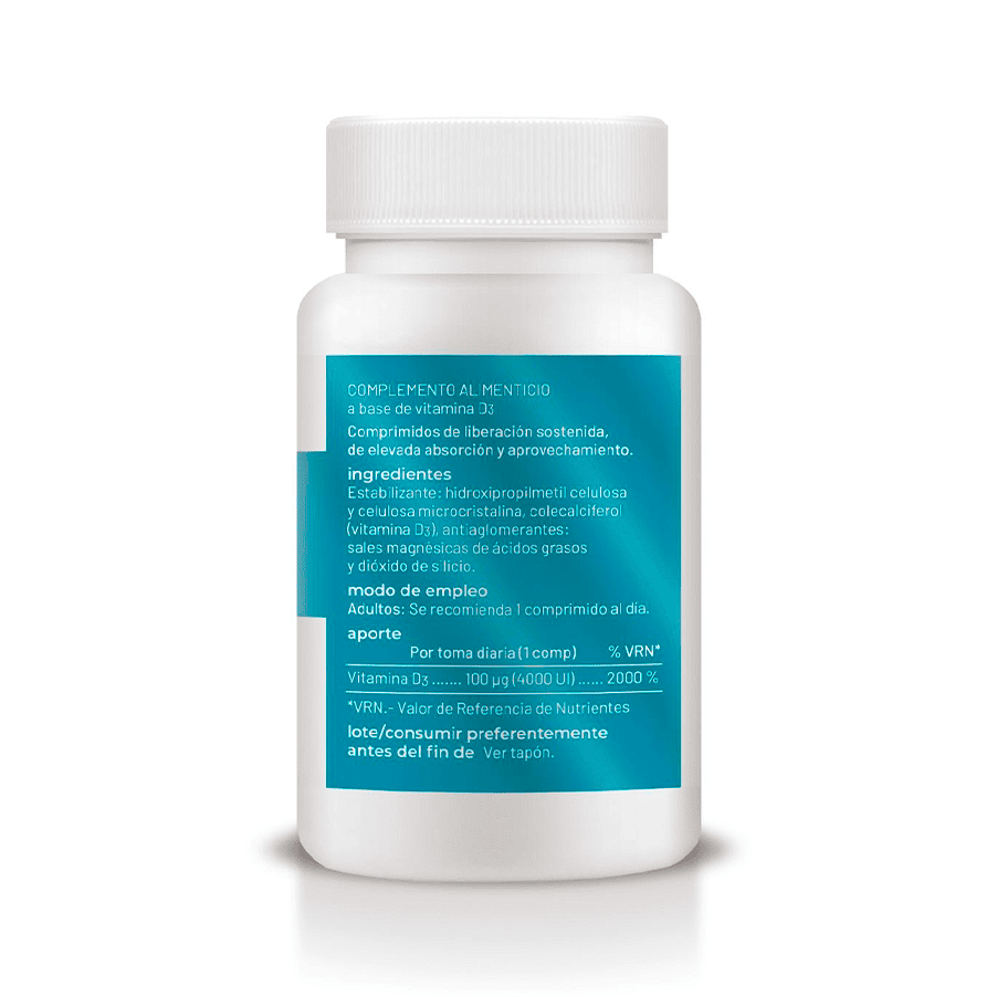 "Frasco da Vitamina D3 100µg com 150 comprimidos da Soria Natural, suplemento essencial para saúde óssea e imunidade.