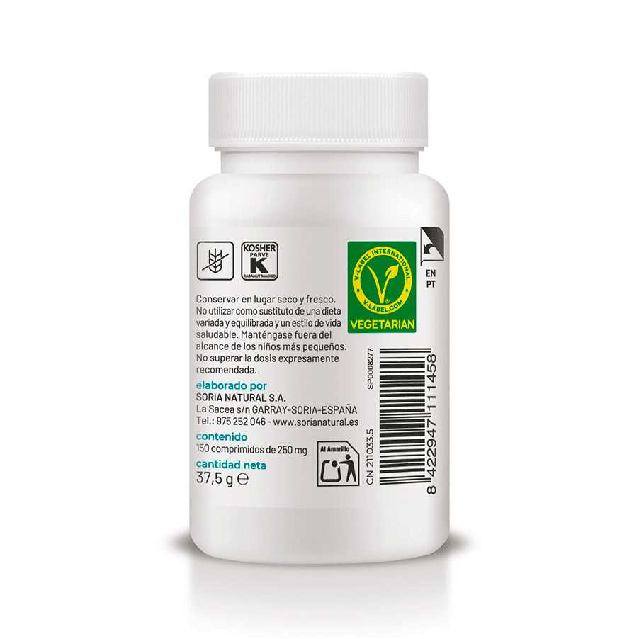 "Frasco da Vitamina D3 100µg com 150 comprimidos da Soria Natural, suplemento essencial para saúde óssea e imunidade.