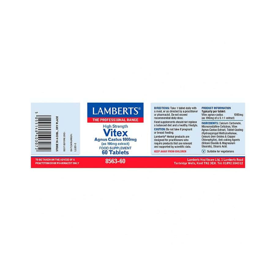 Vitex Agnus Castus 1000mg 60 Comprimidos Lamberts
