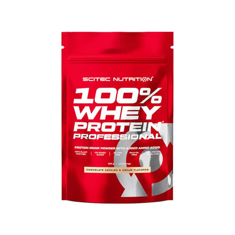 100% Whey Protein Professional Chocolate Cookies & Cream 500gr Scitec Nutrition, proteína de soro de leite em pó sabor chocolate e bolacha com creme.