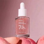 Frasco do Peach 70 Sérum de Niacinamida 30ml da Anua, tratamento facial iluminador com extrato de pêssego e niacinamida.